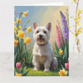 Cairn Terrier Hond Spring Bloemen Schilderen Kaart (Gele Bloem)