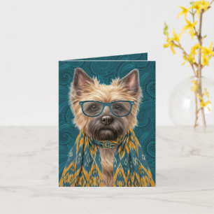 Cairn Terrier Hond Teal Paisley Monogram Kaart