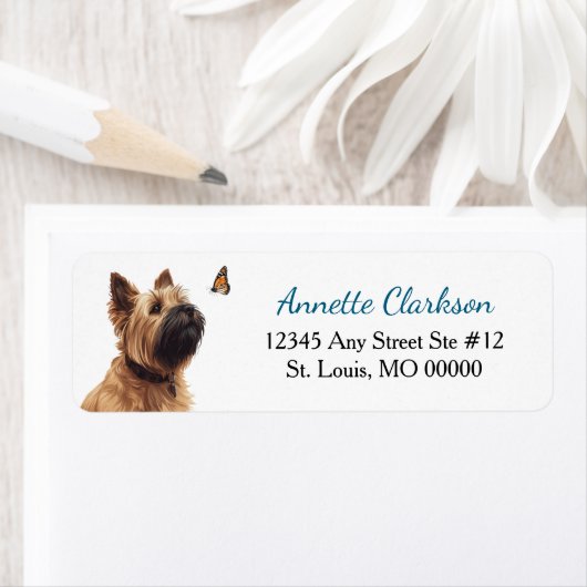 Cairn Terrier Hond Vlinder Wonder Etiket (Insitu)