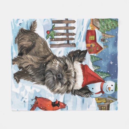 Cairn Terrier Hond Winter Wonderland Kerstvreugde Fleece Deken (Voorkant (Horizontaal))