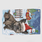 Cairn Terrier Hond Winter Wonderland Kerstvreugde Golfhanddoek (Horizontaal)