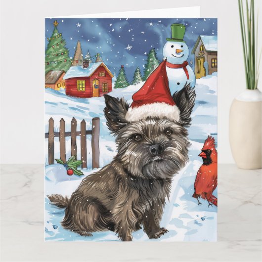 Cairn Terrier Hond Winter Wonderland Kerstvreugde Kaart (Voorkant)