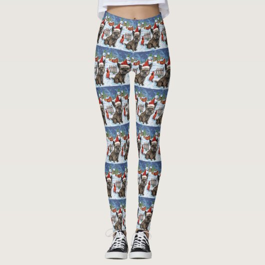 Cairn Terrier Hond Winter Wonderland Kerstvreugde Leggings (Voorkant)