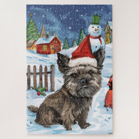 Cairn Terrier Hond Winter Wonderland Kerstvreugde Legpuzzel (Verticaal)