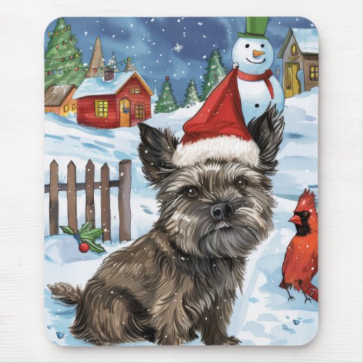 Cairn Terrier Hond Winter Wonderland Kerstvreugde Muismat (Voorkant)
