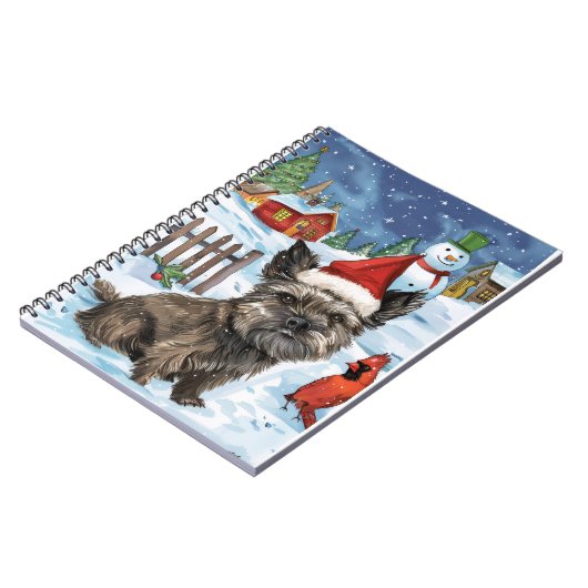 Cairn Terrier Hond Winter Wonderland Kerstvreugde Notitieboek (Linkerzijde)