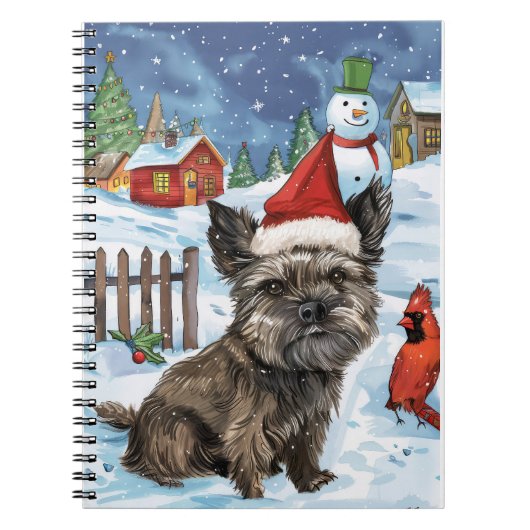 Cairn Terrier Hond Winter Wonderland Kerstvreugde Notitieboek (Voorkant)
