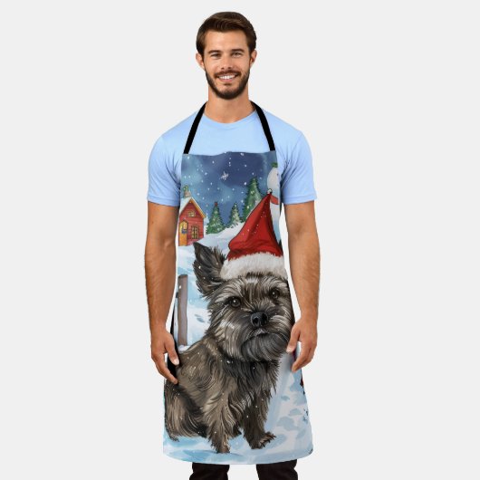 Cairn Terrier Hond Winter Wonderland Kerstvreugde Schort (Gedragen)