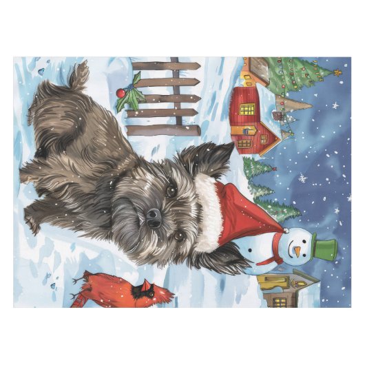 Cairn Terrier Hond Winter Wonderland Kerstvreugde Tafelkleed (Voorkant (Horizontaal))