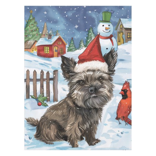 Cairn Terrier Hond Winter Wonderland Kerstvreugde Tafelkleed (Voorkant)