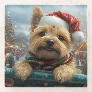 Cairn Terrier Honden Achtbaan Kerstmis Glazen Onderzetter