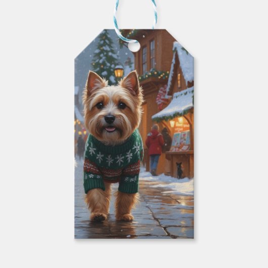 Cairn Terrier Honden Kerst Sneeuw Vakantie  Cadeaulabel (Voorkant)
