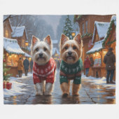 Cairn Terrier Honden Kerst Sneeuw Vakantie Fleece Deken (Voorkant (Horizontaal))