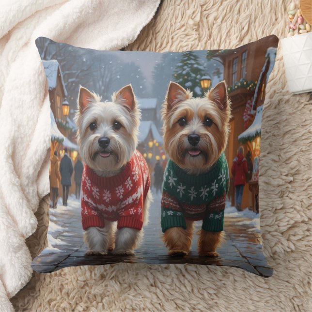 Cairn Terrier Honden Kerst Sneeuw Vakantie  Kussen (Deken)
