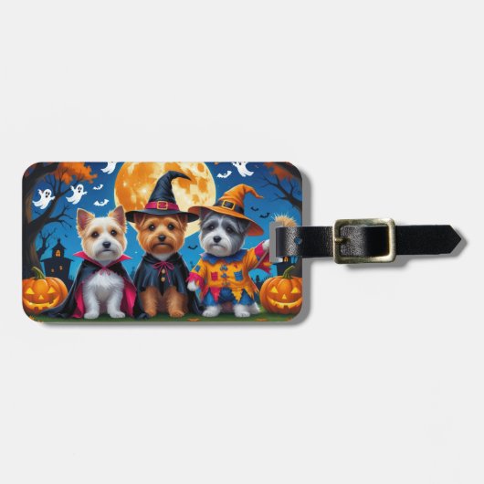 Cairn Terrier Honden Pompoen Halloween Grappig Bagagelabel (Voorkant horizontaal)