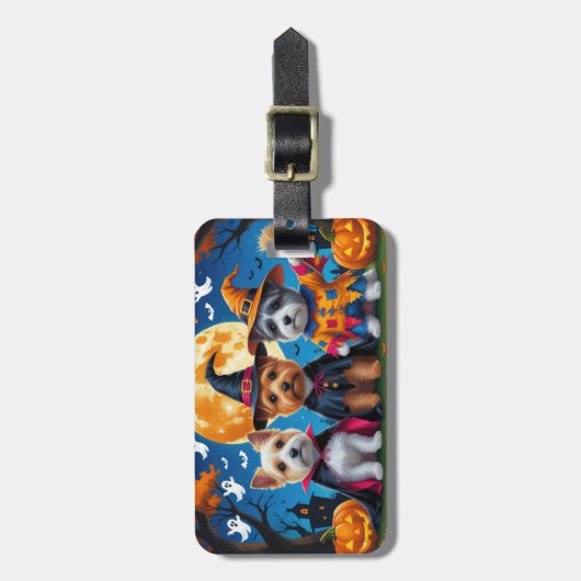 Cairn Terrier Honden Pompoen Halloween Grappig Bagagelabel (Voorkant verticaal)