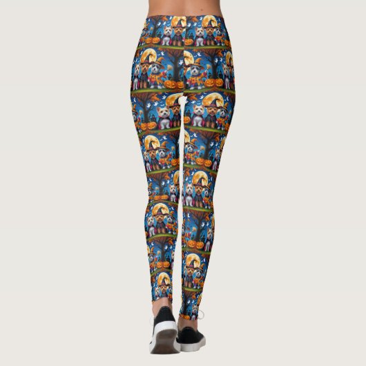 Cairn Terrier Honden Pompoen Halloween Grappig Leggings (Achterkant)