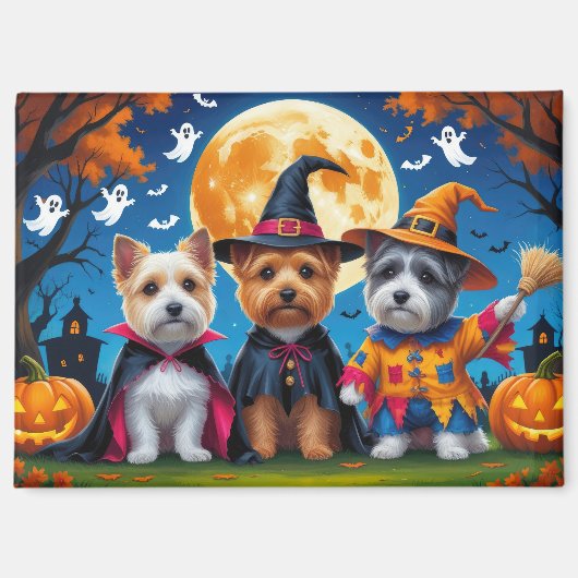 Cairn Terrier Honden Pompoen Halloween Grappig Magneet (Voorkant)