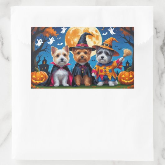 Cairn Terrier Honden Pompoen Halloween Grappig Rechthoekige Sticker (Tas)