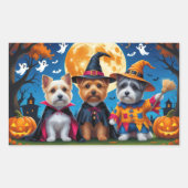 Cairn Terrier Honden Pompoen Halloween Grappig Rechthoekige Sticker (Voorkant)