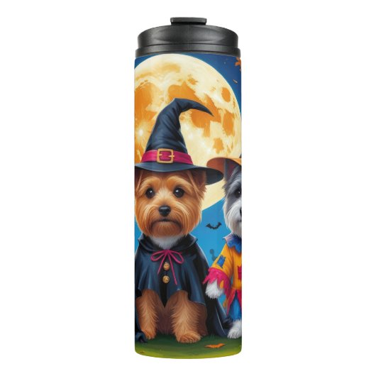 Cairn Terrier Honden Pompoen Halloween Grappig Thermosbeker (Voorkant)