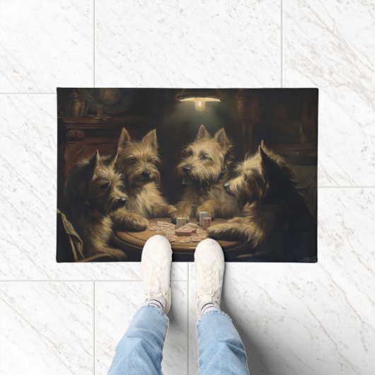 Cairn Terrier Honden Spelen Poker Art Deurmat (Binnen)