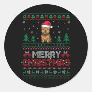 Cairn Terrier Hondenliefhebbers Santa Hat Kerstboo Ronde Sticker