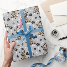 Cairn Terrier hondenpatroon op blauw Cadeaupapier