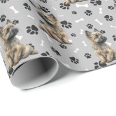 Cairn Terrier hondenpatroon op blauw Cadeaupapier (Rol Hoek)