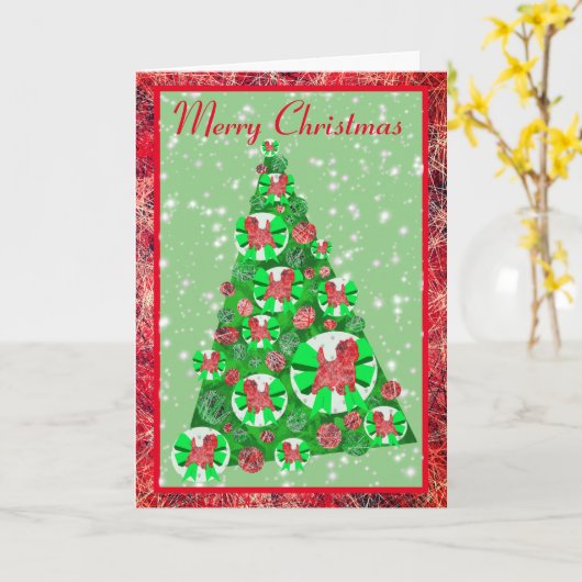 Cairn Terrier-hondenras Silhouette Vrolijk Kerstfe Kaart (Gele Bloem)