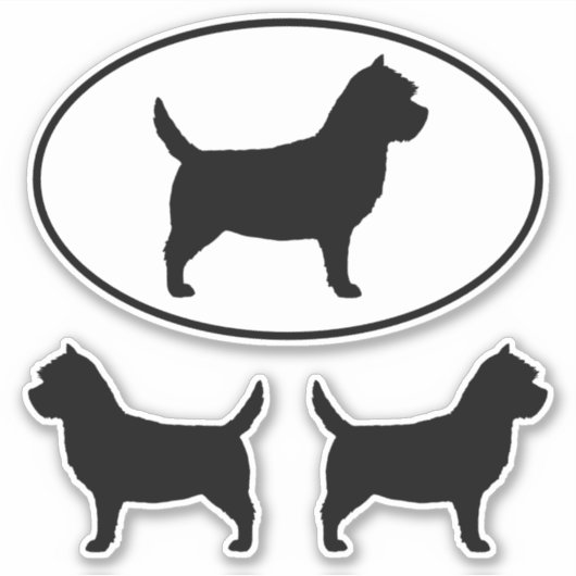 Cairn Terrier Hondensilhouetten Vinyl Sticker Set (Voorkant)
