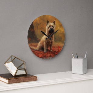 Cairn Terrier in de herfst Bladeren vallen Inspire Grote Klok
