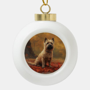 Cairn Terrier in de herfst Bladeren vallen Inspire Keramische Bal Ornament