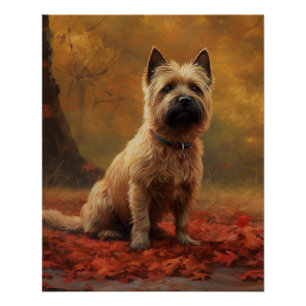 Cairn Terrier in de herfst Bladeren vallen Inspire Perfect Poster