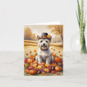 Cairn Terrier in de herfst laat Thanksgiving kunst Kaart (Voorkant)