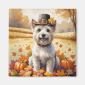 Cairn Terrier in de herfst laat Thanksgiving kunst Magneet (Voorkant)