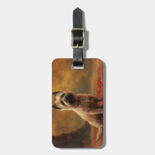 Cairn Terrier in Herfst laat Herfst inspireren Bagagelabel (Voorkant verticaal)