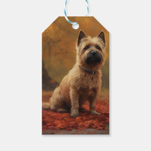 Cairn Terrier in Herfst laat Herfst inspireren Cadeaulabel (Voorkant)