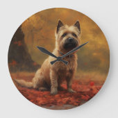 Cairn Terrier in Herfst laat Herfst inspireren Grote Klok (Voorkant)