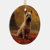 Cairn Terrier in Herfst laat Herfst inspireren Keramisch Ornament (Rechts)