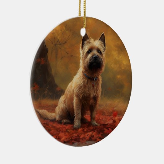 Cairn Terrier in Herfst laat Herfst inspireren Keramisch Ornament (Rechts)