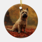 Cairn Terrier in Herfst laat Herfst inspireren Keramisch Ornament (Voorkant)