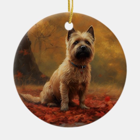 Cairn Terrier in Herfst laat Herfst inspireren Keramisch Ornament (Voorkant)