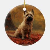 Cairn Terrier in Herfst laat Herfst inspireren Keramisch Ornament (Achterkant)