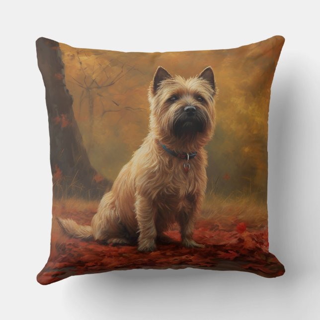 Cairn Terrier in Herfst laat Herfst inspireren Kussen (Achterkant)