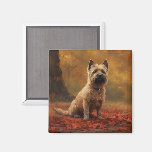 Cairn Terrier in Herfst laat Herfst inspireren Magneet (Voorkant / Achterkant)