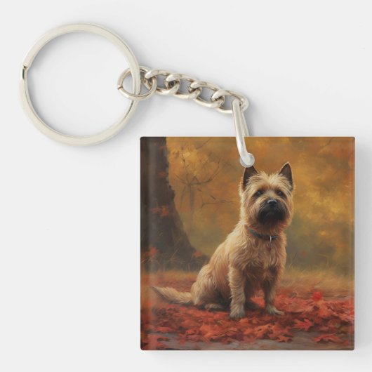 Cairn Terrier in Herfst laat Herfst inspireren Sleutelhanger (Voorkant)