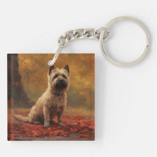 Cairn Terrier in Herfst laat Herfst inspireren Sleutelhanger (Achterkant)