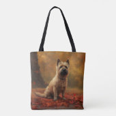 Cairn Terrier in Herfst laat Herfst inspireren Tote Bag (Achterkant)