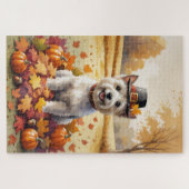 Cairn Terrier in herfstbladeren Thanksgiving kunst Legpuzzel (Horizontaal)